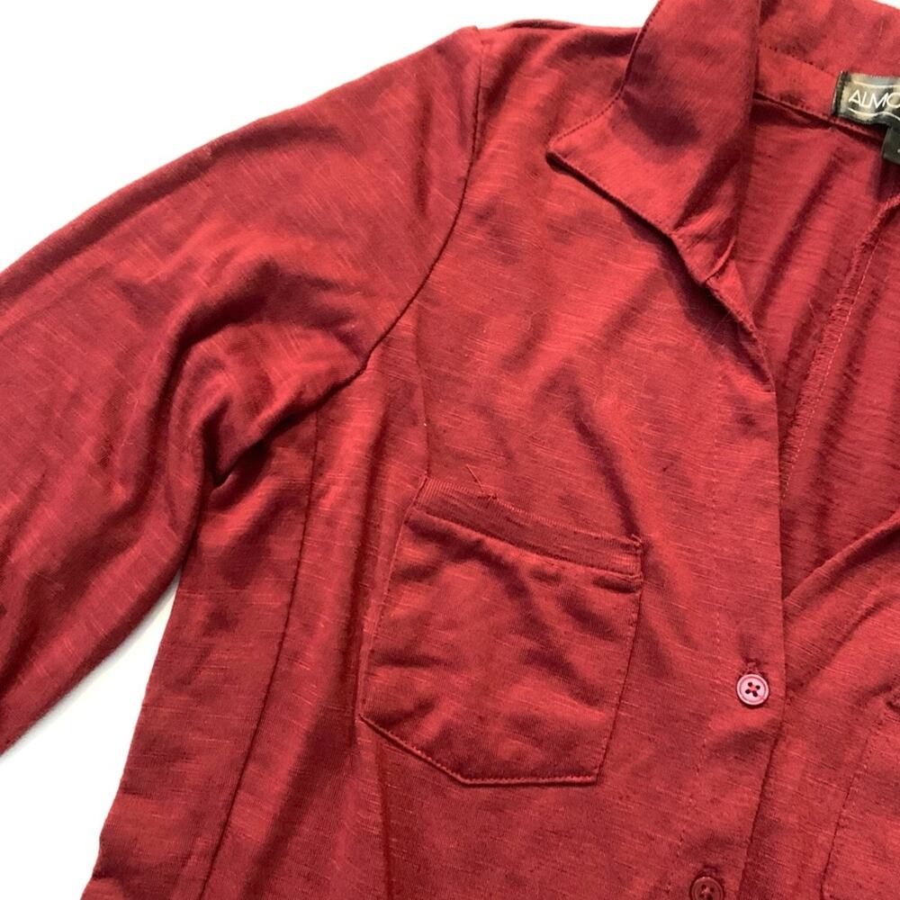 Burgundy Knit Button Down Top - image 4